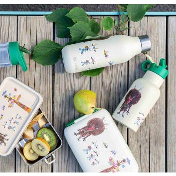 Samlebilde av lunsj-sett med Bukkene Bruse design i krem/grønn