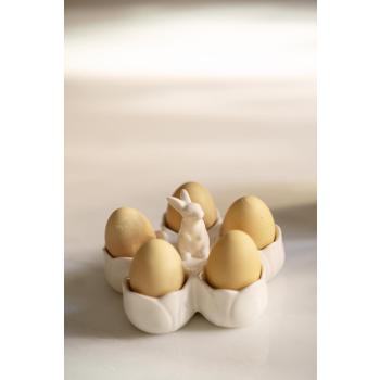 Eggeholder med kanin og seks gule egge