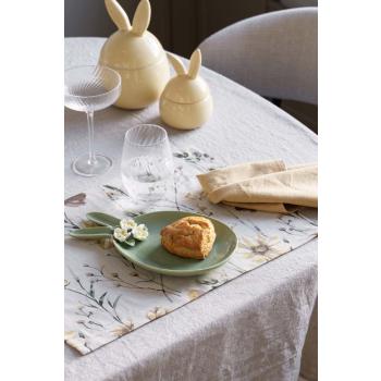 Fat Blomsterhare på dekkebrikke med påskeskål hare i gul