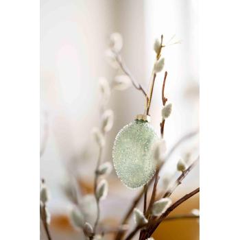 Glassegg med perler grønn på gren gåsunger