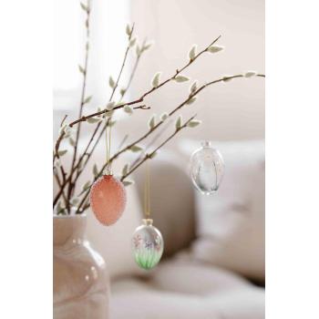 Glassegg med perler rosa i gren gåsunger