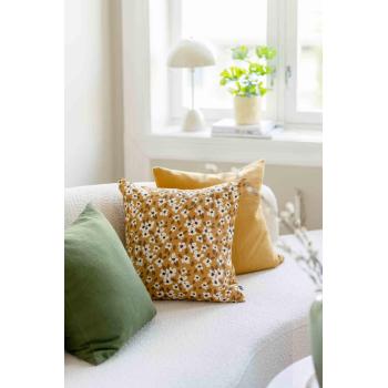 Putetrekk småblomstret med et gult og et grønt putetrekk