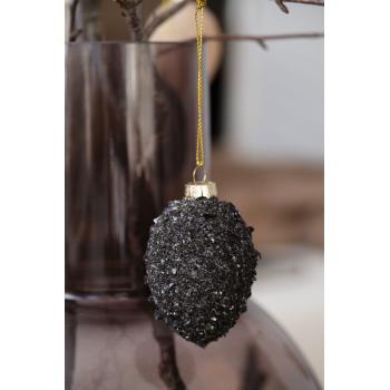 glitrete sort glassegg som henger