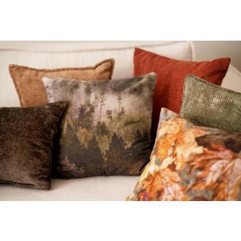 Velurputer med blad mønster i kombi med chenille puter