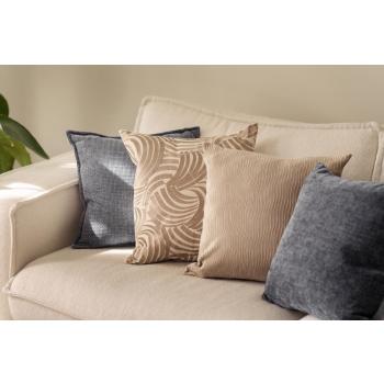 Putetrekk i velur og chenille i blå og beige