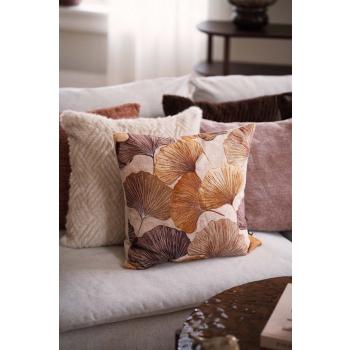 Putetrekk Ginkgo broderi med putetrekk faux fur grafisk beige