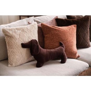 Pute dachshund med putetrekk faux fur og cille i rustbrun