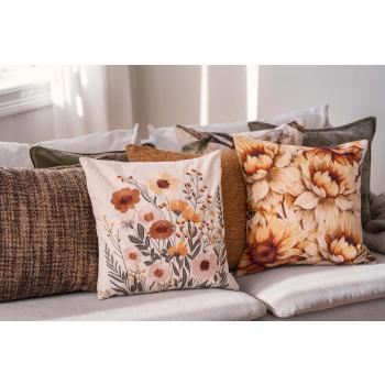 Putetrekk Wanda med broderi- og velurpute med blomstermotiv