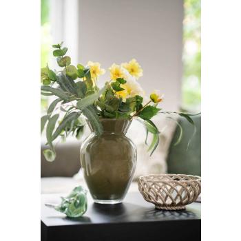 Vase med grønn og gul bukett