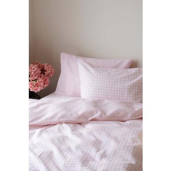 Sengetøy krepp rosa ruter