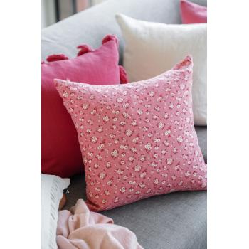 Rosa putetrekk med blomster