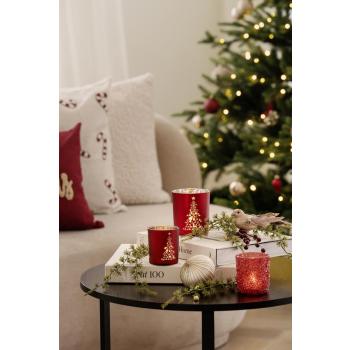 Lyslykt Julemagi og glitter på bord med girlander