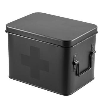 Førstehjelpsskrin i sort metall
