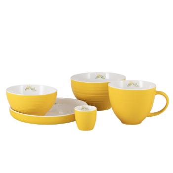 Påskeservise i gult med hvit innside