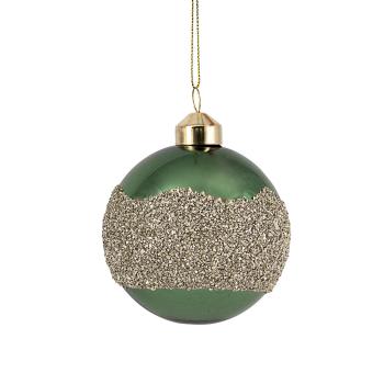 Julekule glitterbelte grønn