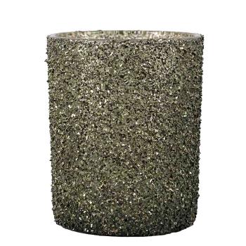 Lyslykt Glitter Grønn i to størrelser på lysfat