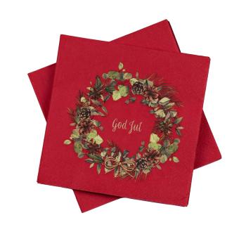 Serviett God jul Krans Rød