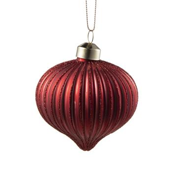 Julekule dråpe rille rød nærbilde