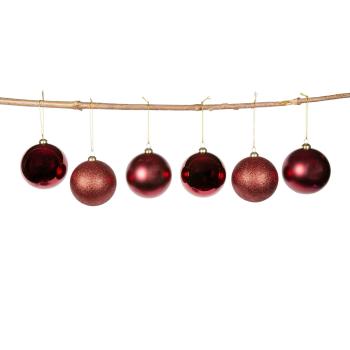 Julekule mix 6 pack rød på gren