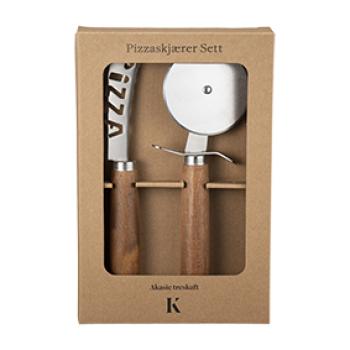 Sett med pizzakniv og pizzahjul
