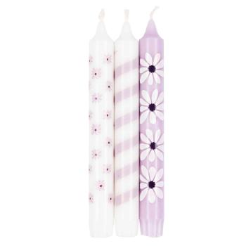 Kronelys 100% stearin 3 pk, Blomst