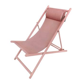 Solstol Frida rosa med metallben og tekstil puff