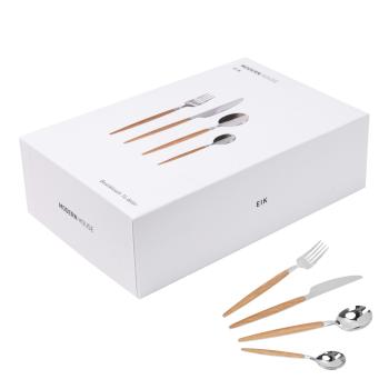 Bestikk med skaft i imitert tre