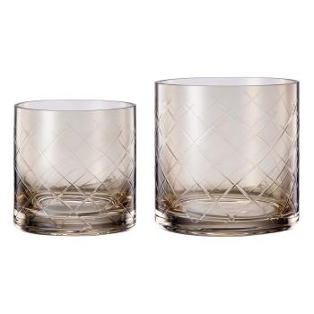 Lyslykt Billie rutet brun med telys