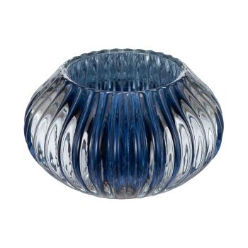 Telysholder rille mørk blå