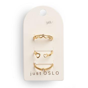 Sett med 3 ulike ringer, hjerte, G