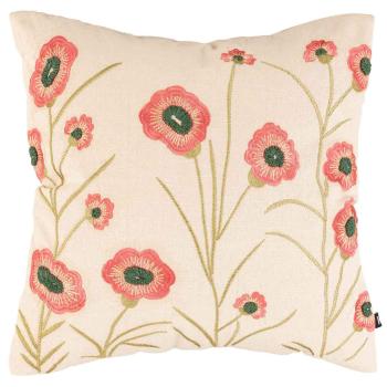 Putetrekk brodert Vårblomst 48x48 cm rosa