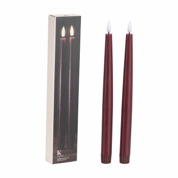 Kronelys LED 2 pk 26,5 cm bordeaux