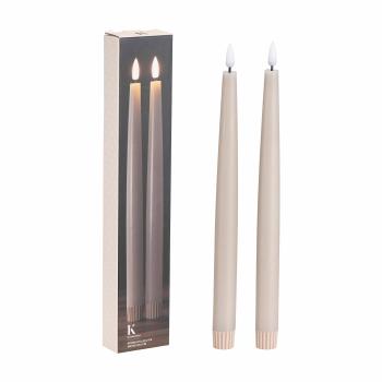 Kronelys LED 2 pk 26,5 cm taupe