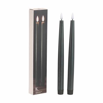 Kronelys LED 2 pk 26,5 cm mørk grønn