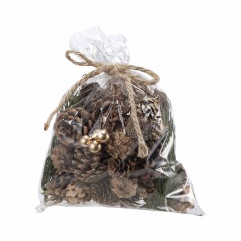 Pose med kongler og gulldekor