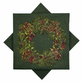 Serviett Julekrans grønn