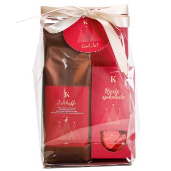 Gavepakke Julekaffe & hjertesjokolade rød