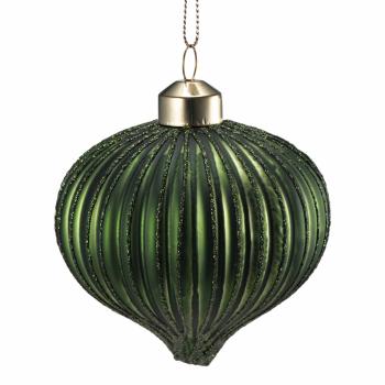 Julekule dråpe rille grønn nærbilde