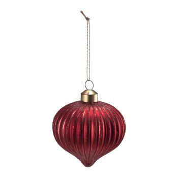 Julekule dråpe rille rød