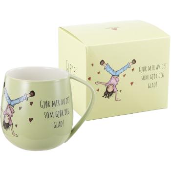 Kopp med tekst om glede