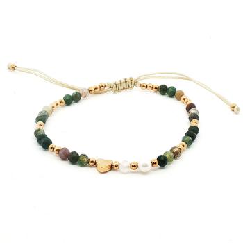 Knytearmbånd med grønne stener